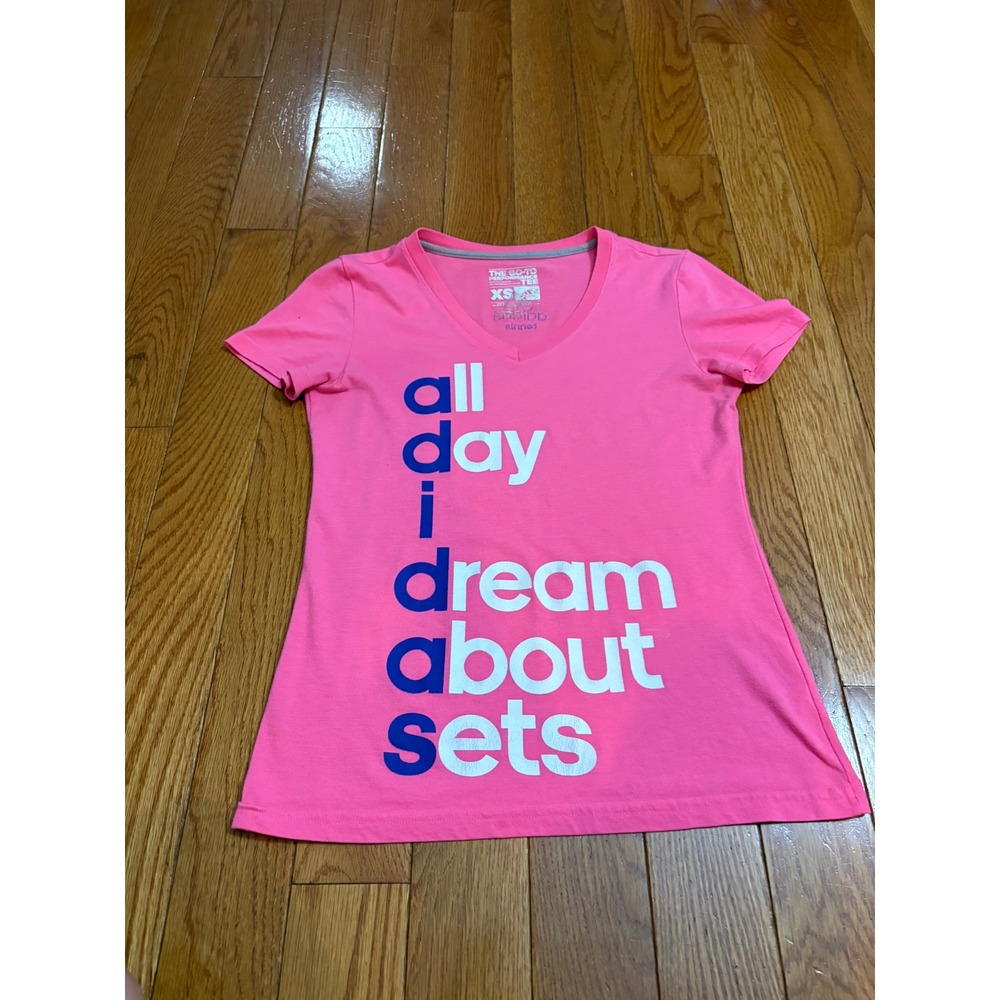 Adidas‎ Tennis Tee XS Pink All Day Dream About Sets V-Neck Short Sleeve